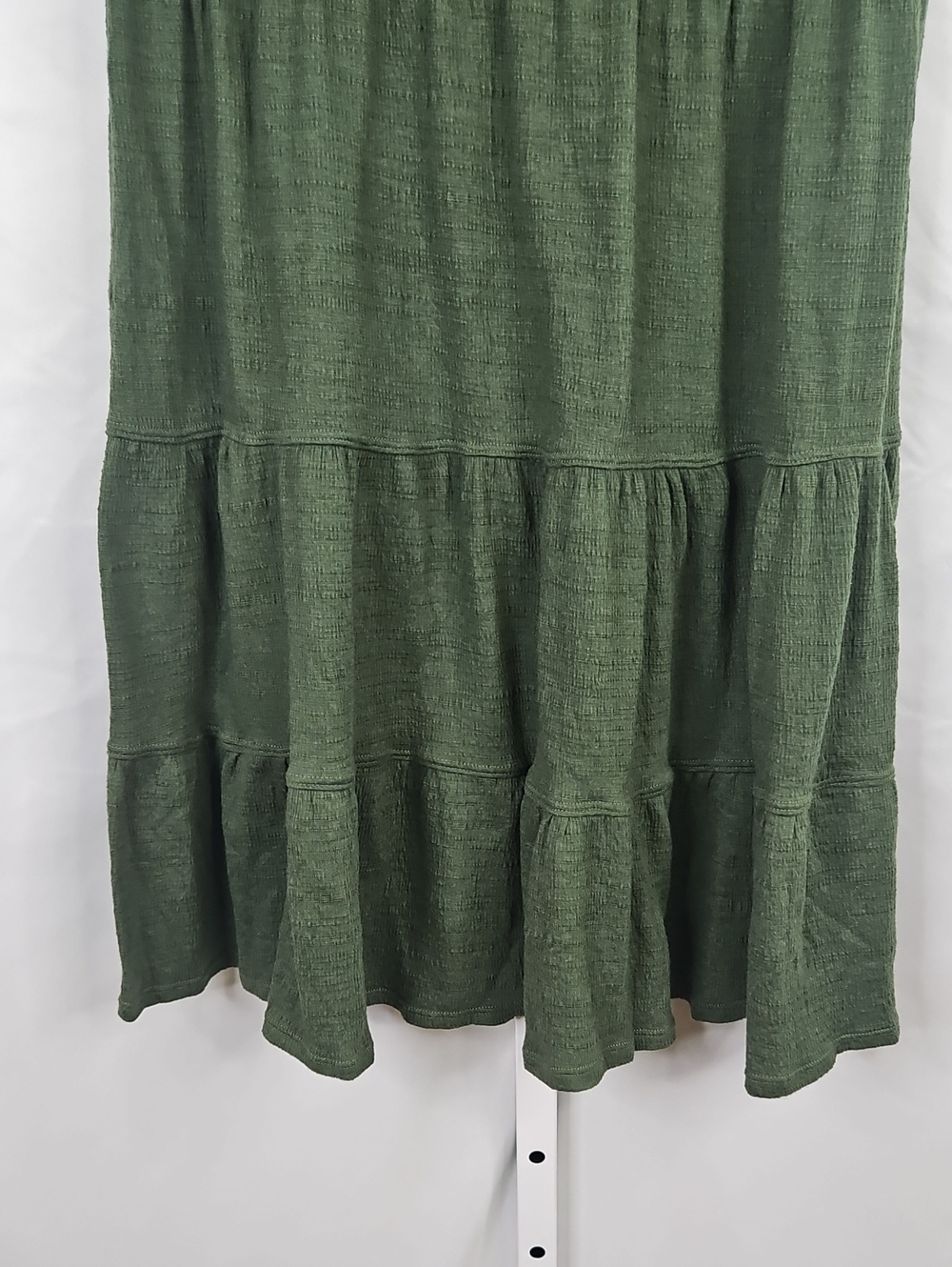 Max Studio Dark Olive Tiered V-Neck Ruffle Sleeve Dress Size Small - Picture 6 of 8